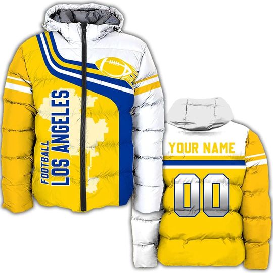 Personalized Los Angeles Football Team Rams Men's Hooded Puffer Jacket