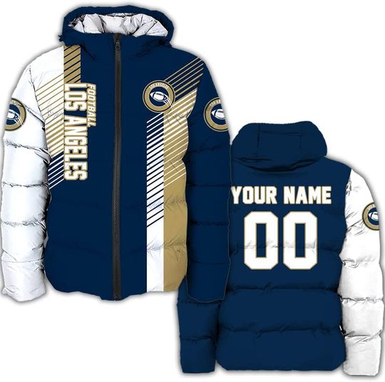 Discover Personalized Los Angeles Football Team Rams Men's Hooded Puffer Jacket