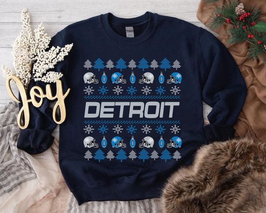 Discover Ugly Sweater Detroit Football PNG | Retro Christmas Sweater Digital Design | Detroit instant download |
