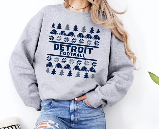Discover Detroit Football Ugly Sweater Retro Christmas Sweatshirt