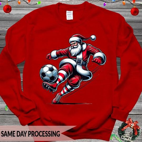 Discover Football Lover Christmas Jumper, Santa Football Sweatshirt, Funny Santa Football Sweater
