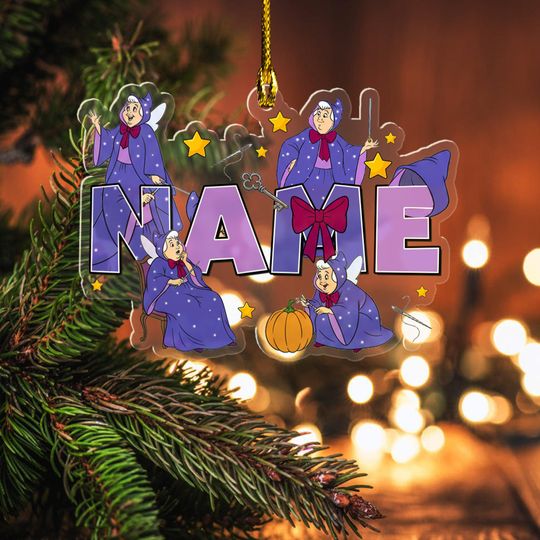 Discover Jaq And Gus Fairy Godmother Custom Name Ornament, Disney Princess Xmas Ornament, Christmas Princess Room Decor, Xmas Gift For Girl SL3E08