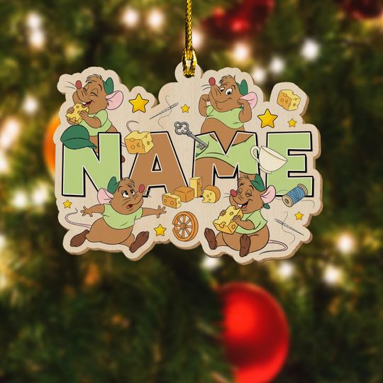 Discover Jaq And Gus Fairy Godmother Custom Name Ornament, Disney Princess Xmas Ornament, Christmas Princess Room Decor, Xmas Gift For Girl SL3E08-1