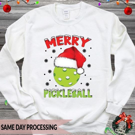Discover Merry Pickleball Sweatshirt, Santa Pickleball Jumper, Pickleball Player & Lover Hoodie, Xmas Pickleball Squad Pullover