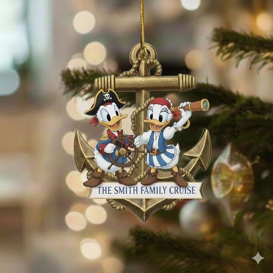 Discover Personalized Disney Donald Daisy Christmas Cruise Ornament 2027, Mickey Family Keepsake,Very Merrytime Cruise Xtmas Decoration Gift UAREN09