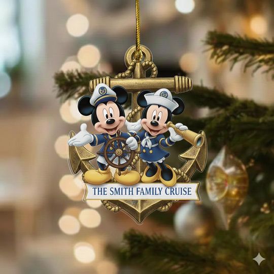 Discover Personalized Disney Mickey Minnie Christmas Cruise Ornament 2025, Mickey Family Keepsake,Very Merrytime Cruise Xtmas Decoration Gift UAREN06
