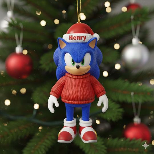 Discover Custom Sonic 2D Flat Ornament, Sonic The Hedgehog 2025, Sonic And Friends Xmas, Sonic Tail And Knuckles, Sonic Lovers, Ornament 2025 UAREN14
