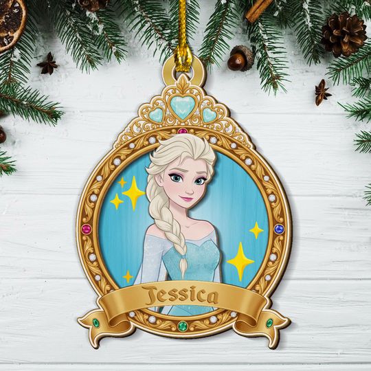 Discover Personalized Disney Princess Wooden 2Layer Ornament, Belle Elsa Snow White Custom Princess Gift 2025, Cute Disney Holiday Decor SL2K10-5