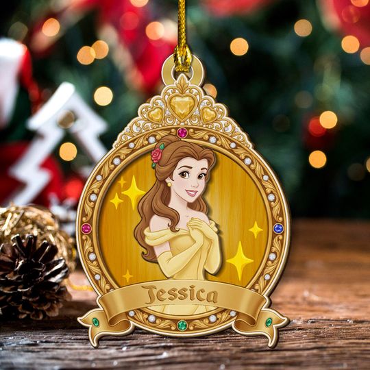 Discover Personalized Disney Princess Wooden 2Layer Ornament, Belle Elsa Snow White Custom Princess Gift 2025, Cute Disney Holiday Decor SL2K10-2