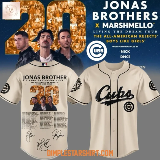 Cubs x Jonas Brothers Living The Dream Tour 2025 Baseball Jersey Reprint