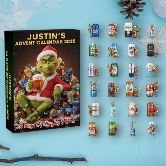 Discover Personalized funny character And Beer Christmas Advent Calendar 2025, funny character Advent Calendar, Christmas Advent Calendar, Christmas Countdown Gift.