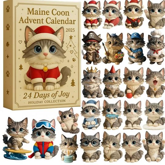 Discover Maine Coon Advent Calendar 2025, Maine Coon Advent Calendar, Christmas Advent Calendar, Christmas Countdown Gift.