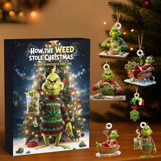Discover funny character How The Weed Stole Christmas Advent Calendar 2025, funny character Advent Calendar, Christmas Advent Calendar, Christmas Countdown Gift.