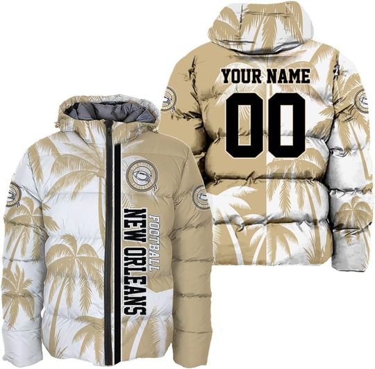 Discover Personalized New Orleans Football Team Saints Men's Hooded Puffer Jacket