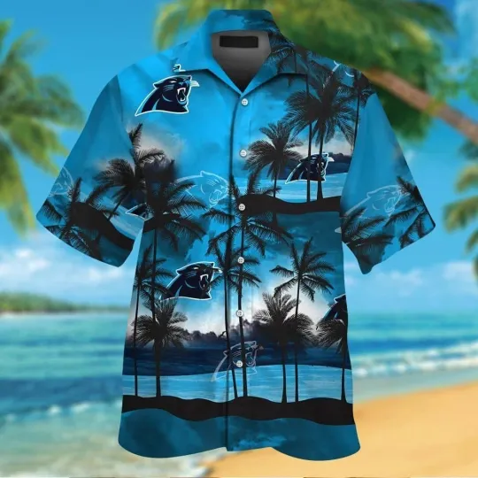 Carolina Panthers Short Sleeve Button Up Tropical Hawaiian Shirt