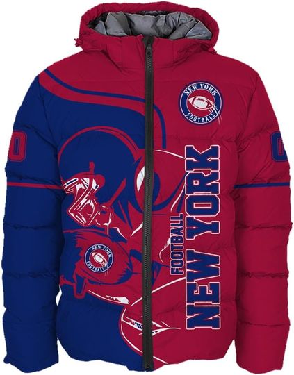 Discover Mens Football Men's American Football Personalized Puffer Jacket Plus Size Apparel Down Jacket Custom Name Number City S-5XL