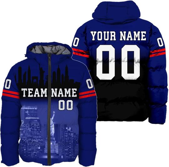 Discover Mens Custom Down Jacket American Sport Personalized Puffer Jacket Any Name Number City Landscape Team Name S-5XL