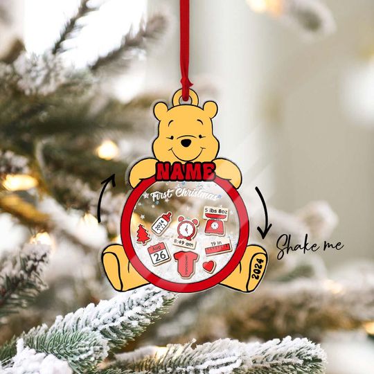 Discover Custom Winnie The Pooh First Christmas Ornament, Baby's First Christmas Ornament