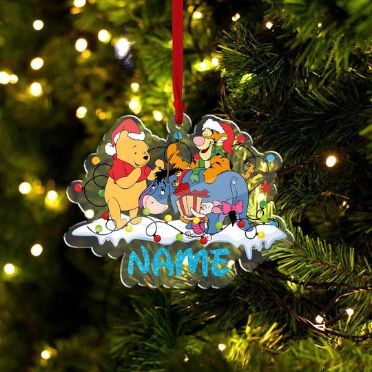 Personalized Name Winnie Pooh & Friends Ornament, Christmas Light Winnie The Pooh Ornament