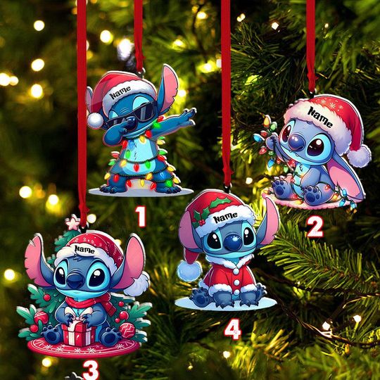 Discover Custom Name Stitch Ornament, Christmas Lilo And Stitch Ornament, Baby Stitch Keepsake