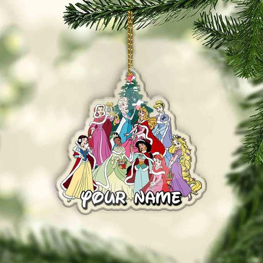 Discover Custom Name Disney Princess Ornament, Christmas Tree Princess Squad Ornament