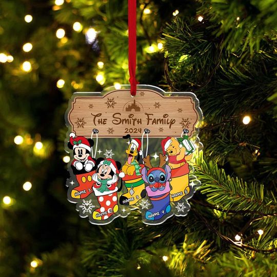 Discover Custom Name Disney Family Ornament, Family Christmas Stocking Ornament