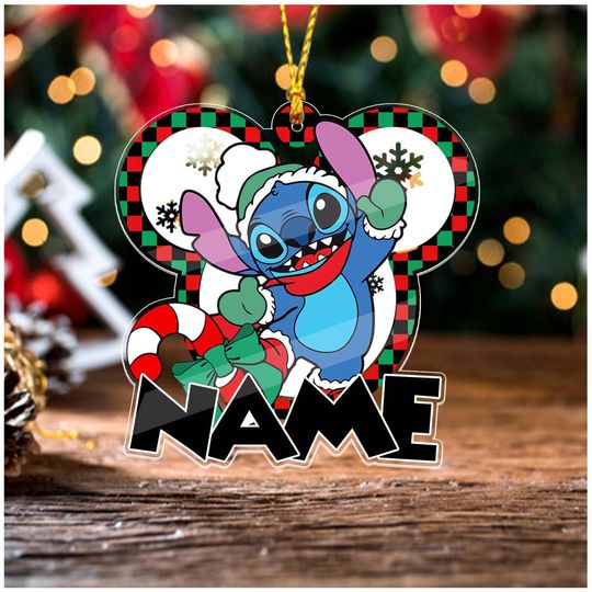 Discover Christmas Stitch Ornament, Mickey Head Ornament, Personalized Name Stitch Ornament