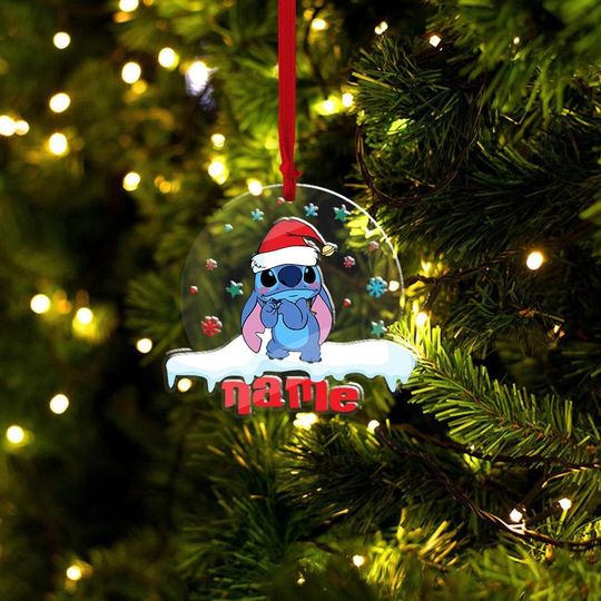 Discover Personalized Name Stitch Ornament, Christmas Lilo And Stitch Ornament
