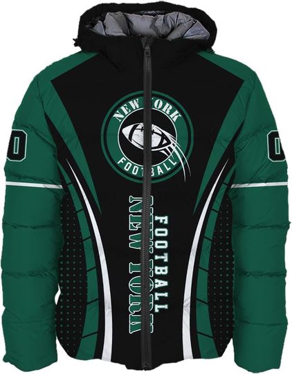 Discover Men Football Power Custom Name Number Logo Lightweight Water-Resistant Down Jacket Puffer Coat S-5XL