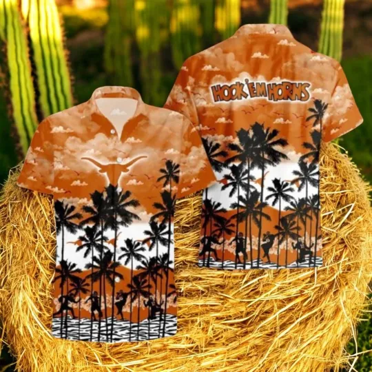 Burnt Orange Stampede Summer Summer Aloha Hawaiian Shirt, Casual Shirt For Men