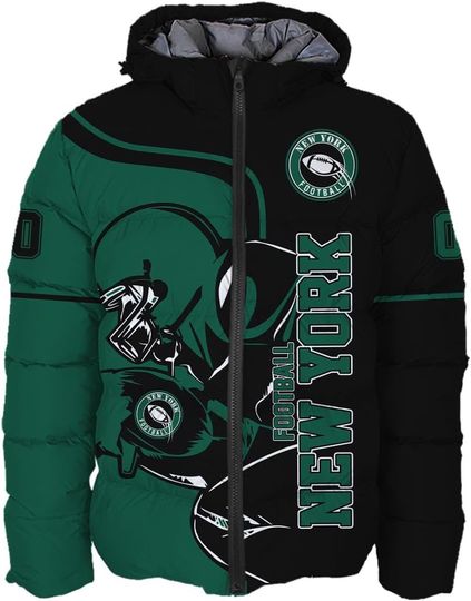 Discover Mens Football Men's American Football Personalized Puffer Jacket Plus Size Apparel Down Jacket Custom Name Number City S-5XL