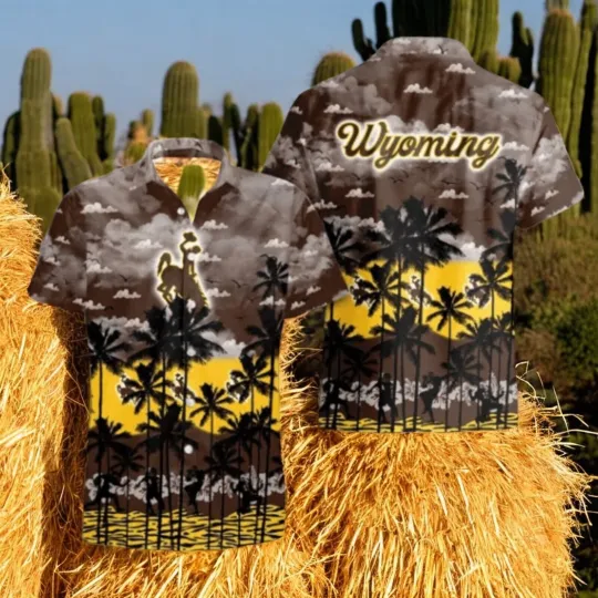 Wyoming Cowboys Palms Tree Hawaiian Shirt