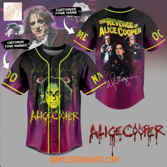 New Men Alice Cooper 2025 Baseball Jersey Reprint