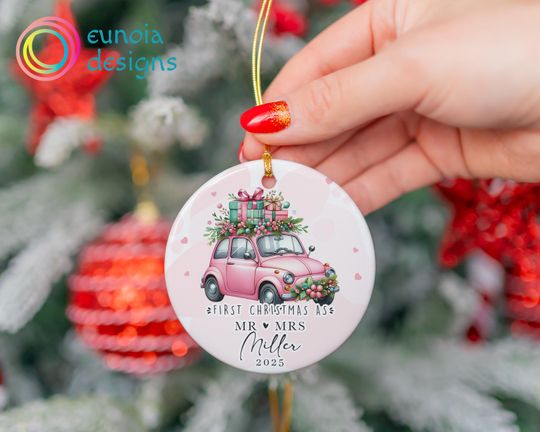 Personalized First Christmas Married Ornament, Mr and Mrs Christmas Keepsake Ornament