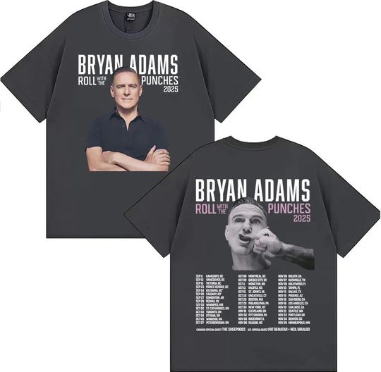 Discover Bryan Adams Roll With The Punches 2025 Tour T-Shirt