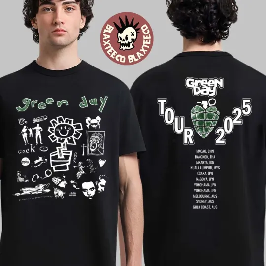 Discover Green Day Merch Tour 2025 Unisex T-shirt Heavy Cotton Reprint Gift For Fans