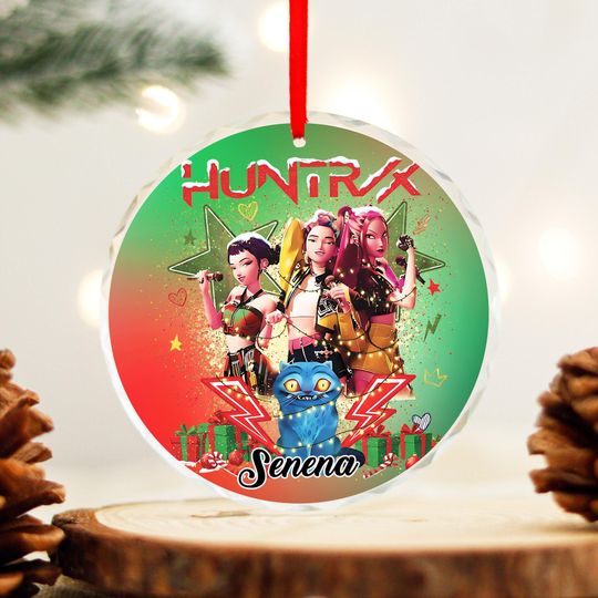 Personalized Huntrix Girls Christmas Ornament, Kpop Demon Hunters Themed Festive Decoration