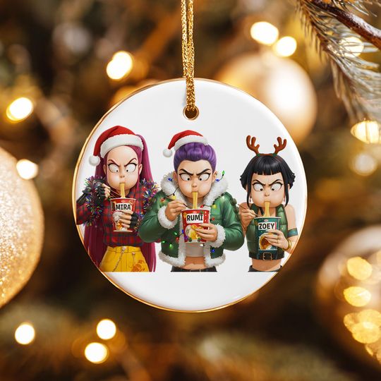 Huntrix Girls Christmas Ceramic Ornaments, Animated Girl Group Christmas
