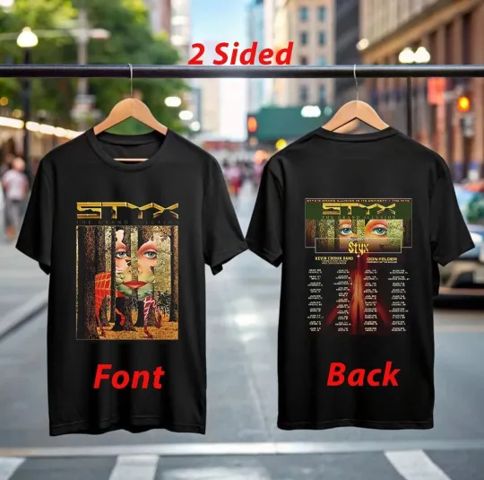 Discover Styxs The Grand Illusion Tour 2025 T-Shirt Official Concert Merch Rock Band Tee