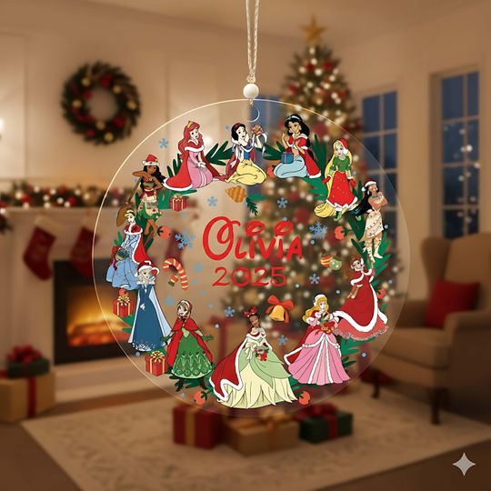 Discover Personalized Disney Princess Christmas Ornament, Custom Name Princess Christmas Ornament, Princess Ornament Keepsake, Tiana Aurora Elsa