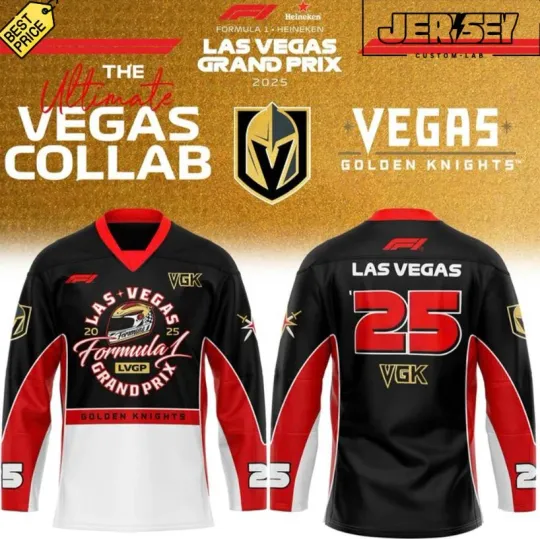 Discover Vegas Golden Knight 2025 F1 Las Vegas Gp Hockey Jersey