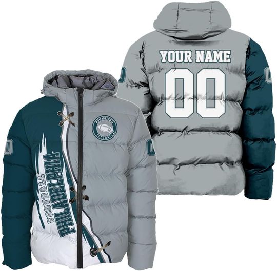Discover Personalized Philadelphia Football Team Eagles Men's Hooded Puffer Jacket