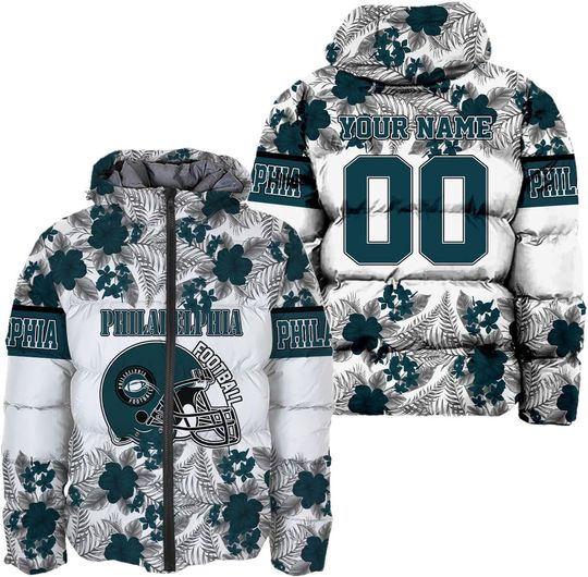 Discover Personalized Philadelphia Football Team Eagles Men's Hooded Puffer Jacket
