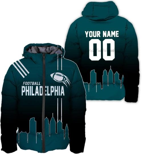 Discover Personalized Philadelphia Football Team Eagles Men's Hooded Puffer Jacket