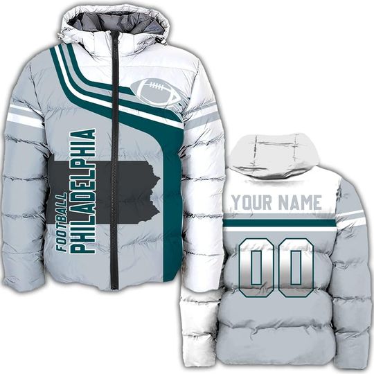 Discover Personalized Philadelphia Football Team Eagles Men's Hooded Puffer Jacket