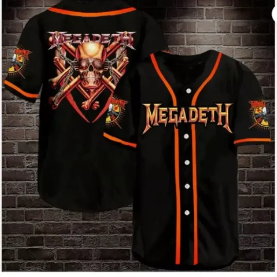 Megadeth Rock Band Baseball Jersey Fanmade 3D baseball jersey, new 3d gift