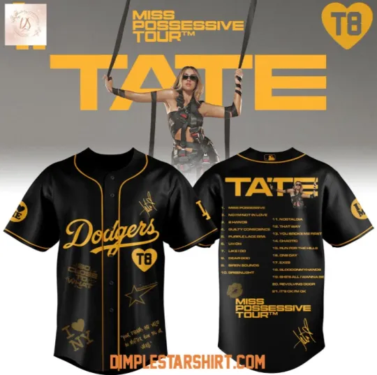 Discover Los Angeles x Tate McRae Miss Possessive Tour 2025 Baseball Jersey Reprint
