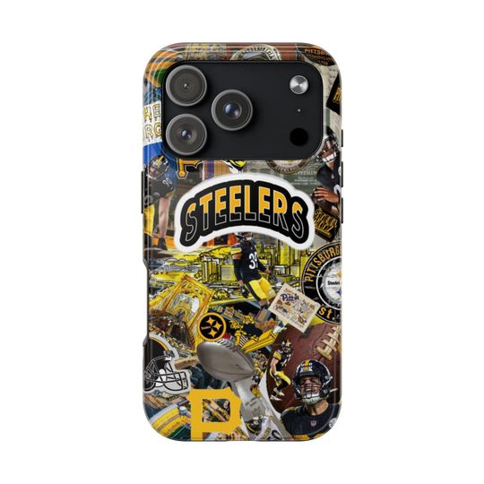 Discover Steeler Football iPhone Case, Black & Yellow Team Collage