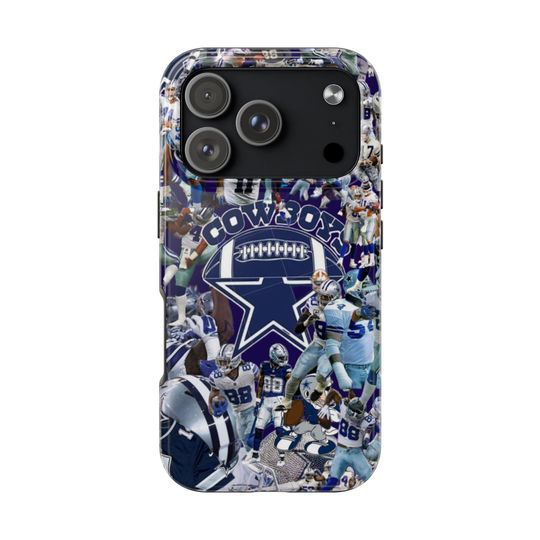 Discover Cowboys Football iPhone Case: Blue Collage, football Fan Gift