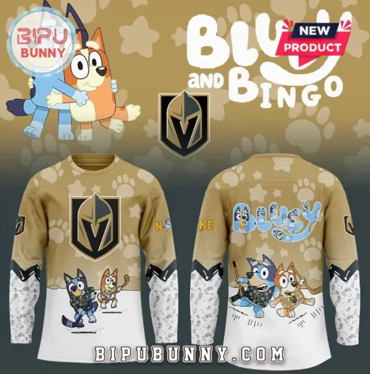 Discover Vegas Golden Knight BlueyDad And Bingo 2025 Hockey Jersey